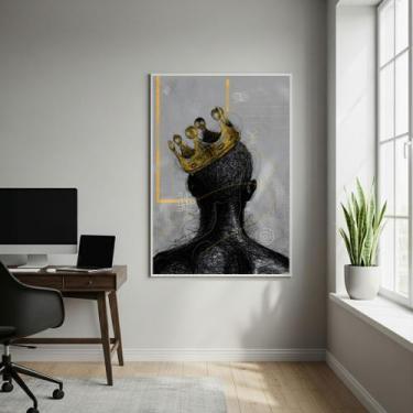 Imagem de Quadro Decorativo Arte Abstrata Negro Com Coroa - 70x50cm Cor:Moldura 