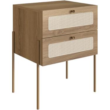 Imagem de Mesa de Cabeceira 02 Gavetas com Telinha Industrial Indy A03 Hanover Dourado - Lyam Decor