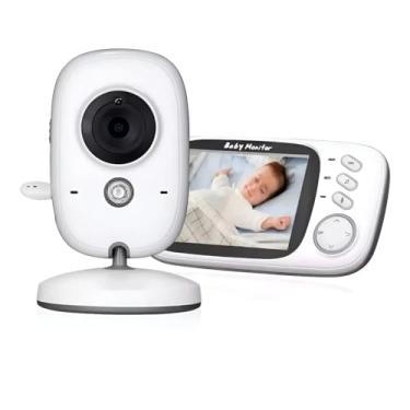 Imagem de Babá Eletrônica com Tela LCD – Baby Monitor com Visão Noturna, Áudio Claro e Conexão Estável – Branco Bivolt 110/220V