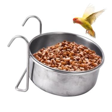 Imagem de Tigelas de pássaros para gaiola, tigelas de comida de papagaio, bandeja de alimentação de aço inoxidável à prova de derramamento, dispensador de água, suprimentos para calopsitas de viagem de habitat