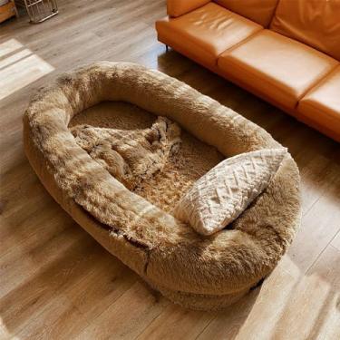 Imagem de LULUMAIC Cama de cachorro tamanho ultra grande para humanos, cama gigante para adultos, super macia, confortável, lavável, lavável, desfocada, pele sintética, cama de cachorro humano para pessoas