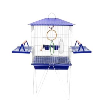 Imagem de Gaiola Viveiro Calopsita com e sem Bandejas Laterais C/Pé Grande Agapórnis Aves Mansas(AZUL - DUPLEX COM 02 ABAS)