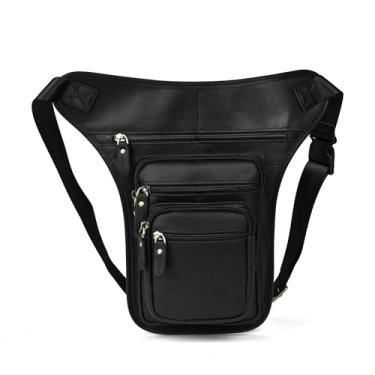 Imagem de Le'aokuu Cinto tático masculino de couro genuíno para motocicleta, bolsa cruzada, 3111 preto, Medium