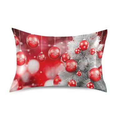 Imagem de SEHANY Capas de almofada de seda de bola de Natal para cabelo e pele, capas de almofada de cetim respiráveis macias e refrescantes com fecho de envelope, tamanho king (50,8 x 101,6 cm)
