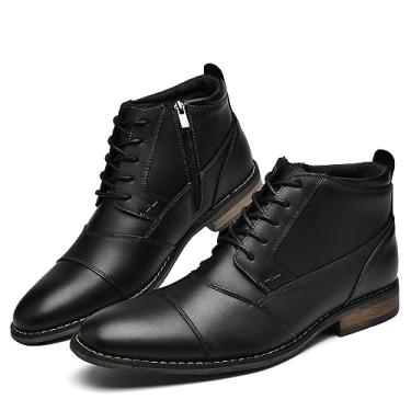 Imagem de Arkbird Bota social masculina, couro legítimo, clássica, casual, tornozeleira com zíper lateral, Preto (218), 44