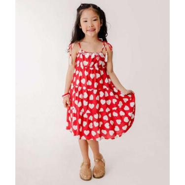 Imagem de Vestido Infantil Estampado Tam 4 a 10-82004 - Marisa, Vermelho, 10