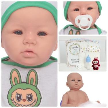 Imagem de Boneco Reborn Recém Nascido 100% Silicone Com Kit Acessórios - Cegonha