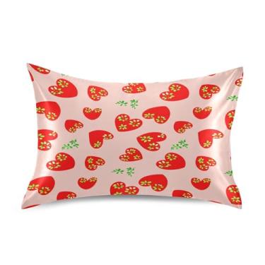 Imagem de SEHANY Capas de almofada de seda para cabelo e pele para o Dia dos Namorados, capas de almofada de cetim respiráveis macias e refrescantes com fecho de envelope, tamanho king (50,8 x 66 cm)