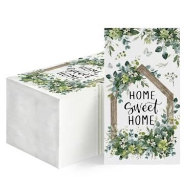 Imagem de Horaldaily 50 guardanapos decorativos de papel descartáveis para primavera, verão, toalha de mão de eucalipto para festa, almoço, jantar, cozinha, banheiro, decoração
