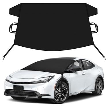 Imagem de EcoNour Capa de neve para carro compatível com Toyota Prius | Capa de para-brisa para gelo e neve com tiras de gancho em S | Capa para carro de inverno Oxford 600D resistente, impermeável e