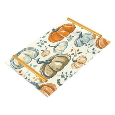Imagem de Wassud Abóboras desenhadas à mão bandeja de banheiro joias acrílicas bandejas de perfume com alça de maquiagem bandeja de cômoda quarto cozinha balcão mesa, 30 x 20 cm