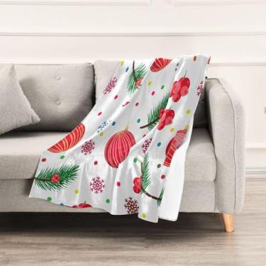 Imagem de Wassud Cobertores e mantas de Natal de 152 x 228 cm, cobertor de frutas vermelhas de Natal para sofá, cadeira, decoração de casa