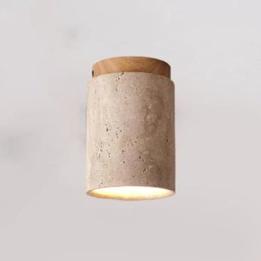 Imagem de Luminária de teto moderna em pedra travertino para quarto, corredor, hall de entrada, escada, decoração de iluminação interna.