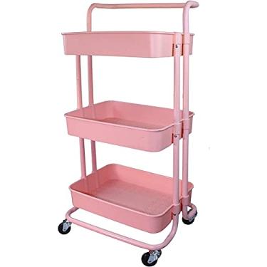 Imagem de LMJYU Carrinho de cozinha com 3 prateleiras, com 2 rodas traváveis, para casa, escritório, cozinha, banheiro, salão de beleza