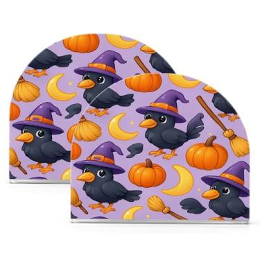 Imagem de Wassud Cute Crows Witch Hats Suporte de guardanapo de acrílico, dispensador de guardanapo de papel moderno em forma de U para mesa, cozinha, sala de jantar, bancada 2 peças (comporta 50-60 guardanapos