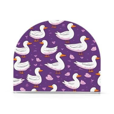 Imagem de Wassud Porta-guardanapos de acrílico Ducks, dispensador de guardanapos de papel moderno em forma de U para mesa, cozinha, sala de jantar, bancada 1 peça (comporta 50-60 guardanapos)