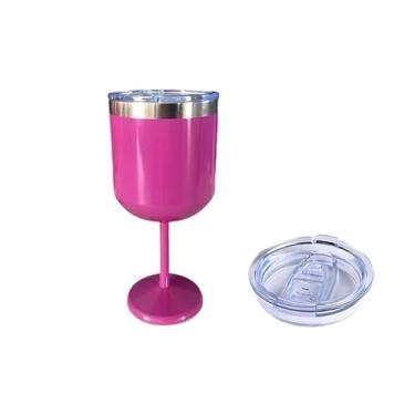 Imagem de Taça Copo Térmico De Aço Inoxidável 2 Em 1 600ML /Vinho Removível/Para Bebidas E Drinks Gin Vinho(Rosa)
