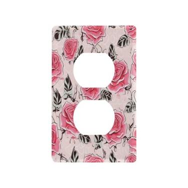 Imagem de Wassud Capa de interruptor de luz, placa de parede decorativa para tomadas elétricas, estampa floral moderna, duplex, 11 x 7 cm