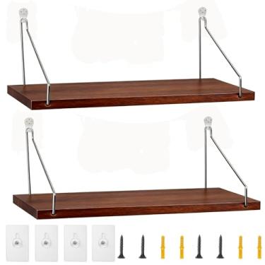 Imagem de LEFIMOT Pacote com 2 prateleiras de cubo de parede de tecido com ganchos para decoração de trabalho, 29 x 15 cm, organizador de cubículos, prateleira de armazenamento com cabides, acessórios para