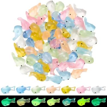 Imagem de SUNNYCLUE 1 caixa 70 peças, 7 cores, miniatura, tubarões de resina, que brilham no escuro, animais do mar, 3D, luminoso, verão, oceano, animal, tubarão, decoração para casa de bonecas, jardim