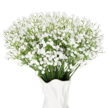 Imagem de Ovveroche 42 peças de flores artificiais para bebês a granel, Gypsophila de 28 cm, flores de toque real, branco, arranjos florais falsos, buquê de casamento, decoração de festa