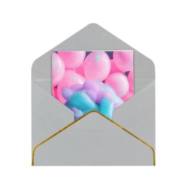 Imagem de SKKNT Cartões de felicitações em branco versáteis com estampa de algodão doce vermelho com envelopes 11,4 x 15,2 cm