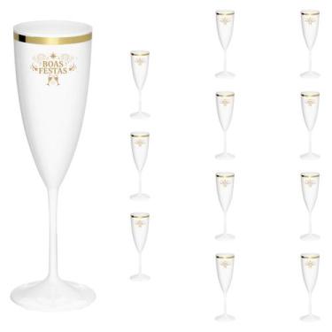 Imagem de Taça Espumante Boas Festas 170ml Borda Dourada Acrílico - 12pçs - NEOP