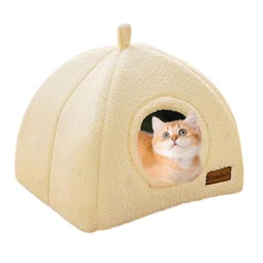 Imagem de Casa de Gato em Formato de Tenda - Casa de Gato em Forma de Cúpula com Calor para Inverno - Artigos para Animais, Cama Térmica de Inverno para Gatos Filhotes Pequenos Médios e Grandes