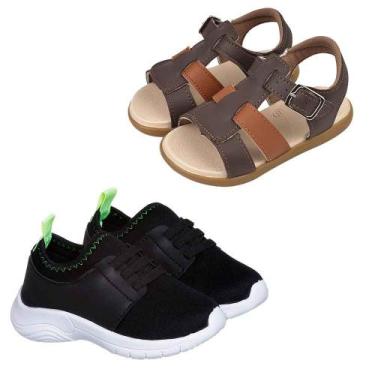Imagem de Kit 2 Pares Papete Infantil Masculina Tênis Calce Fácil Slip on Preto 