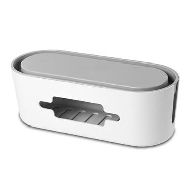 Imagem de lyrlody Caixa de Organização para Cabos de Régua de Energia, Material ABS, Design Estiloso, Organiza e Oculta Cabos de Forma Ordenada para Casa e Escritório