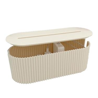 Imagem de POCREATION Caixa de Organização de Cabos, Organizador Multifuncional de Régua de Energia Com Design Simples para Armazenamento Em Mesa de Escritório ou Casa, Suporte de Cabos de Plástico (Branca)