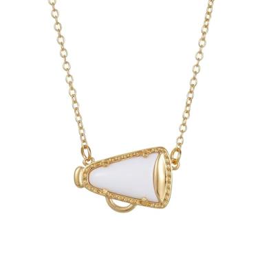 Imagem de coadipress Colar de torcida banhado a ouro 14 K para mulheres, colar delicado de líderes de torcida de ginástica, megafone, colares com pingente de equipe de torcida, acessórios de torcida, presente