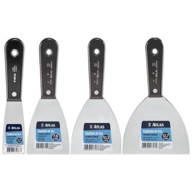Imagem de Jogo Com 4 Peças Massa Gesso Pintura Espátula Aço Cromado - Atlas