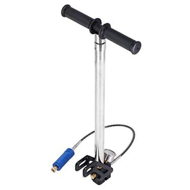 Imagem de Bomba Manual de Alta Pressão de 4 Estágios, Estilo Americano Em Aço Inoxidável Manual PCP para Enchimento de Espingarda de Ar Inflador de Estribo 4500 Psi
