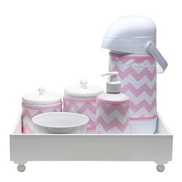 Imagem de Kit Higiene Candy Rosa Chevron Bebê Infantil Menina