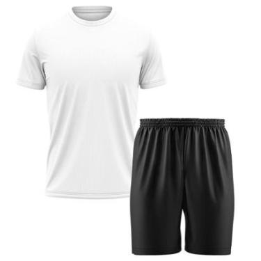 Imagem de Kit Calção Short Futebol Basquete Preto + Camiseta Manga Curta Masculina-Masculino