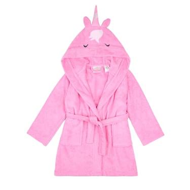 Imagem de BAGNO MILANO Toalha de praia infantil com capuz de algodão turco orgânico, certificado GOTS, para meninos e meninas (unicórnio rosa, 3-4 anos)