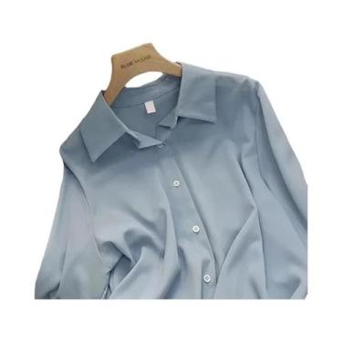 Imagem de Camisa Feminina Branca de Chiffon - Manga Comprida, Soltinha e Elegant