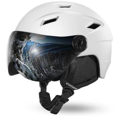 Imagem de Capacete de esqui Odoland com óculos de viseira 2 em 1 para homens e m