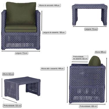 Imagem de Mesa E 4 Poltronas Madri Corda Náutica Estofado 13 Trama Azul