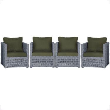 Imagem de 4 Poltronas Madri Alumínio Corda Náutica Estofado 13 Trama Prata