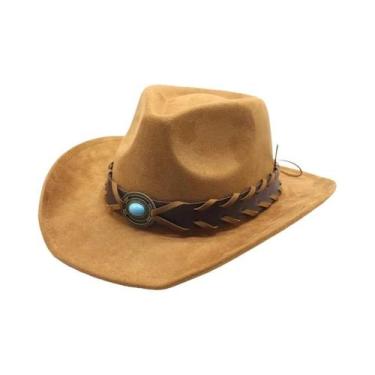 Imagem de Chapéu Vintage De Camurça Estilo Western Com Aba Larga Para Homens E M