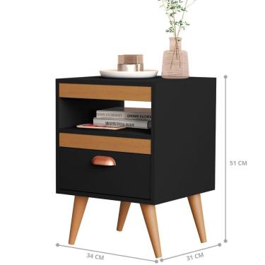 Imagem de Kit Mesa Cabeceira 2 Unidades Preto Ype Preto