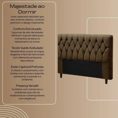 Imagem de Cabeceira Cama Box Casal Queen Size 160cm Eloá Estofada Suede Veludo Premium Bege