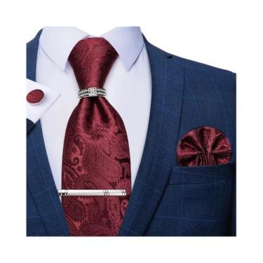 Imagem de Conjunto De Gravata Masculina Azul Royal Com Estampa Xadrez, Clipe Pra