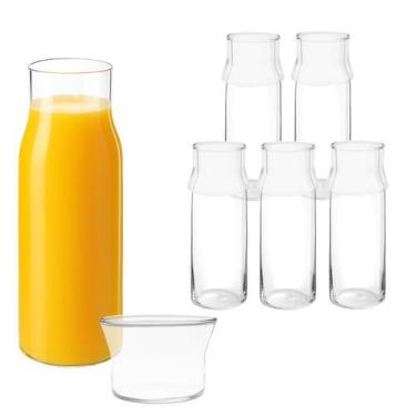Imagem de Kit 5 Jarra Decanter Moringa 400ml Com Copo 110ml Água Suco Transparen