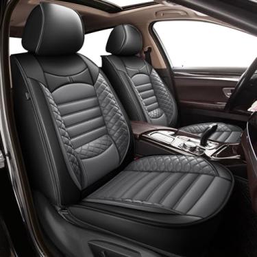 Imagem de JIAMAOXIN Capas de assento de carro adequadas para Kia Soul 2010-2023 2024 2025: conjunto completo de capas de couro à prova d'água protetor de assento automotivo (5 assentos, preto e cinza)