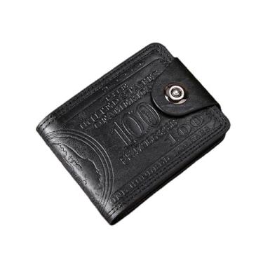 Imagem de Carteira masculina com detalhe de metal, fina, dobrável, porta-cartões de crédito e dinheiro-4, Preto, Moda, casual, negócios, uso diário