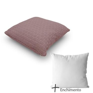 Imagem de Almofada Decorativa Em Tricô De Algodão, 45x45cm, Com Enchimento Rosa Místico