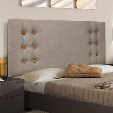 Imagem de Cabeceira Casal King 1,95m Estofada Com Botões Em Madeira Cerejeira Em Tecido Linho Georgia – Lucadi rústic